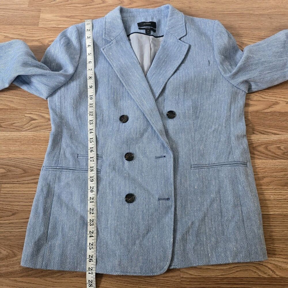 J.Crew Blazer Size 14 Bristol Italian Linen Jacket Double Breasted Herringbone - Picture 12 of 12